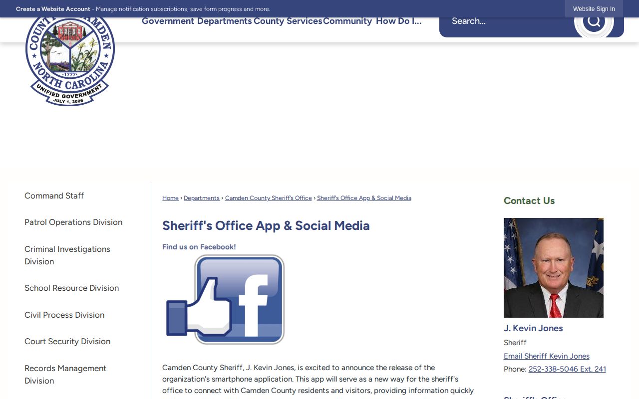 Official Camden County Sheriff app and social media page