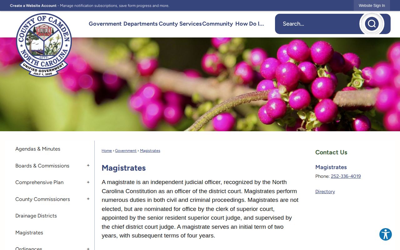 Camden County Magistrates warrant and initial appearance page