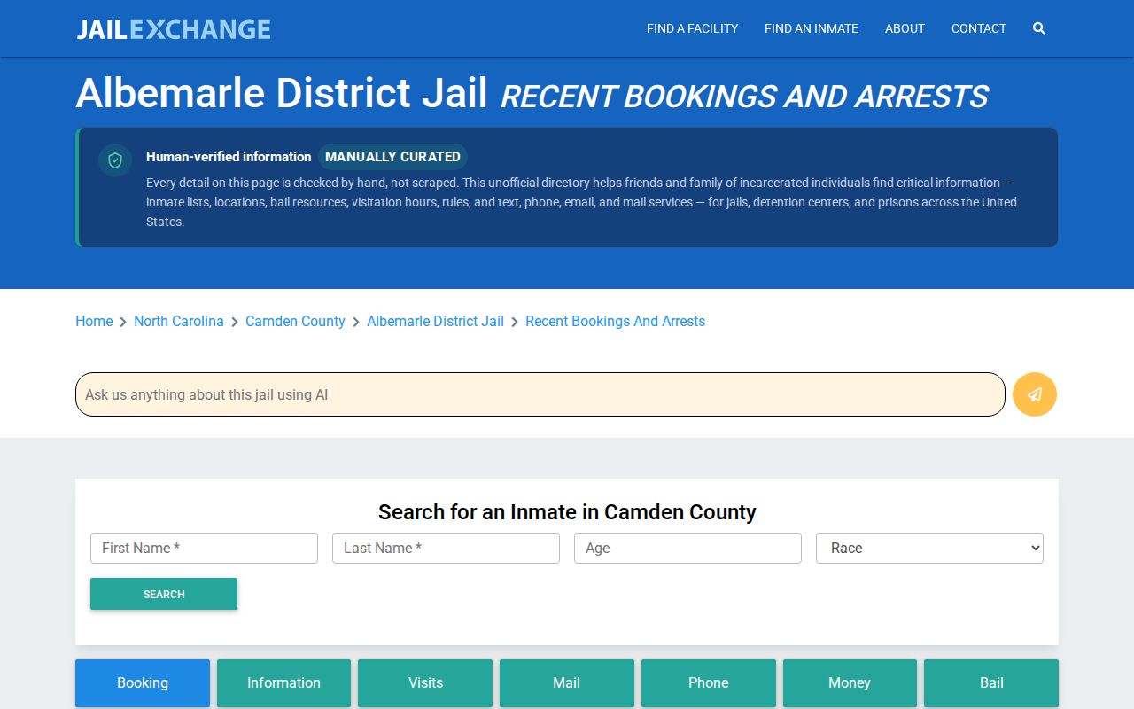 Unofficial JailExchange page for Albemarle District Jail